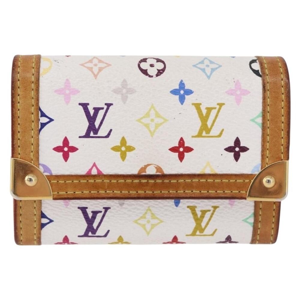 Louis Vuitton Monogram Multicolor Porte Monnaie Pla Coin Purse White